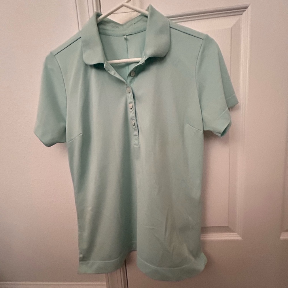 Nike Women's Light Blue/Green Short-Sleeve Polo Shirt M